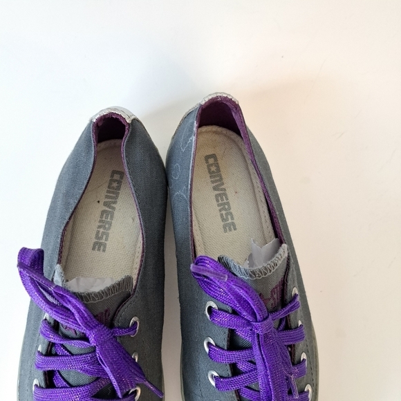Converse Dainty Low Profile All Star Sneakers Purple Silver Gray‎ - Picture 3 of 8